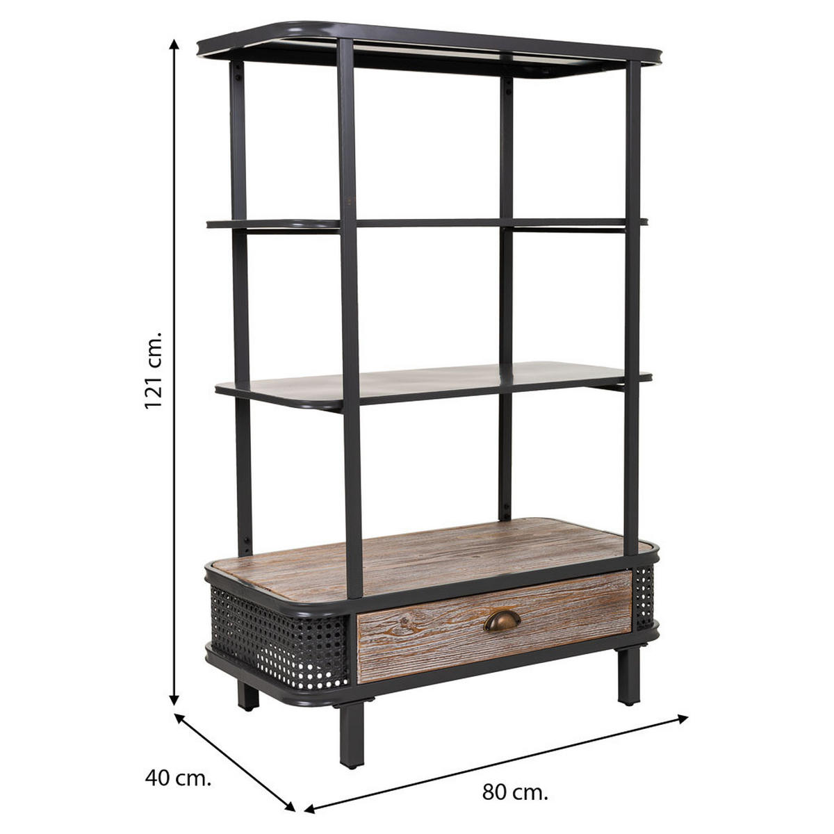 REGAL aus Metall und Holz, Grau, 80x40x121 - Grau, Metall (80/121/40cm) - Wanderlust