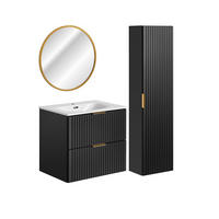 BADMÖBEL 60.2cm Adriel 2er-Set Mattschwarz - Schwarz, Holzwerkstoff (60.2/57/46cm) - Petits-meubles