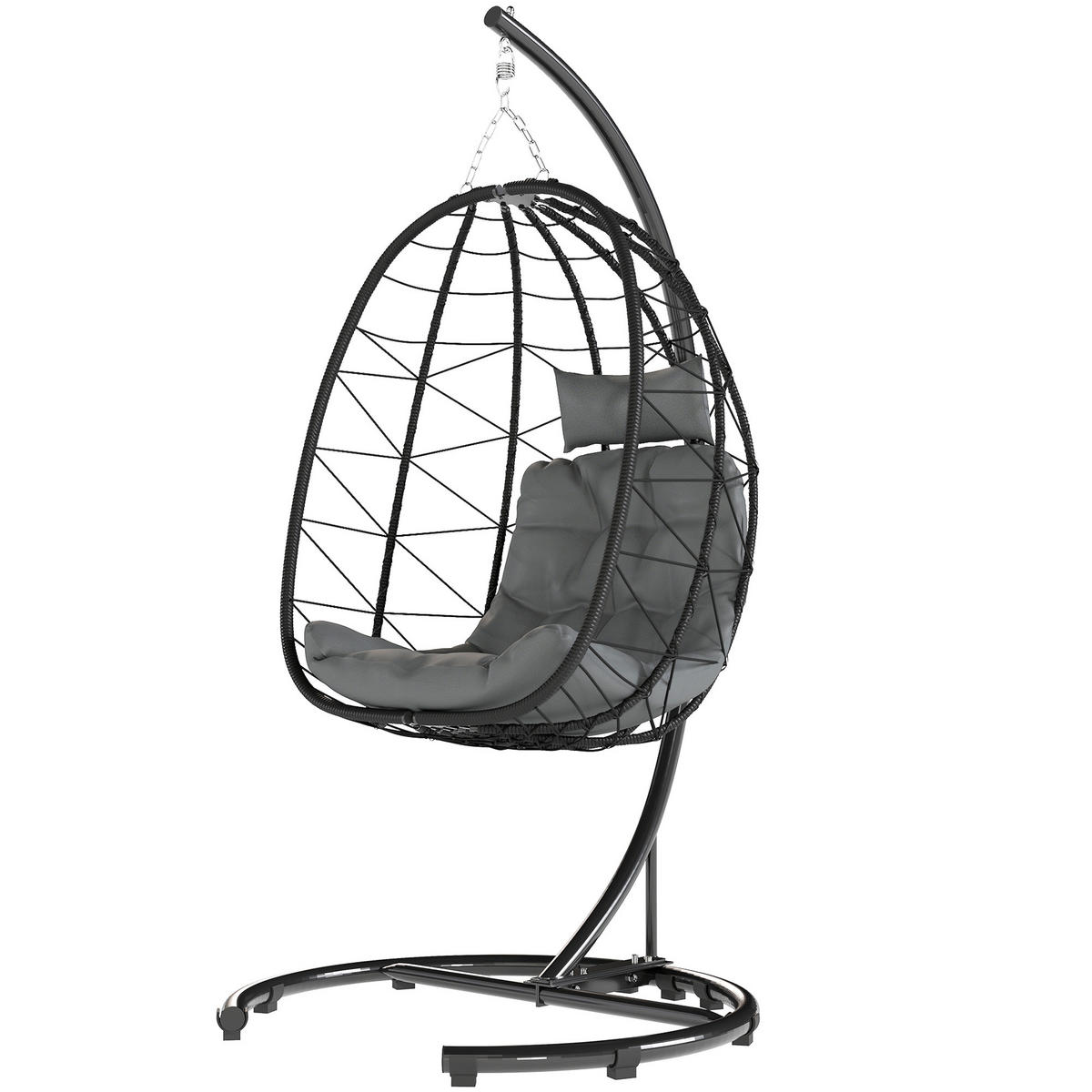 HÄNGESESSEL DE-06710 wetterbeständig, inkl. Polster, klappbar Dunkelgrau - Schwarz, Kunststoff/Metall (102/195/102cm) - ComfortXL