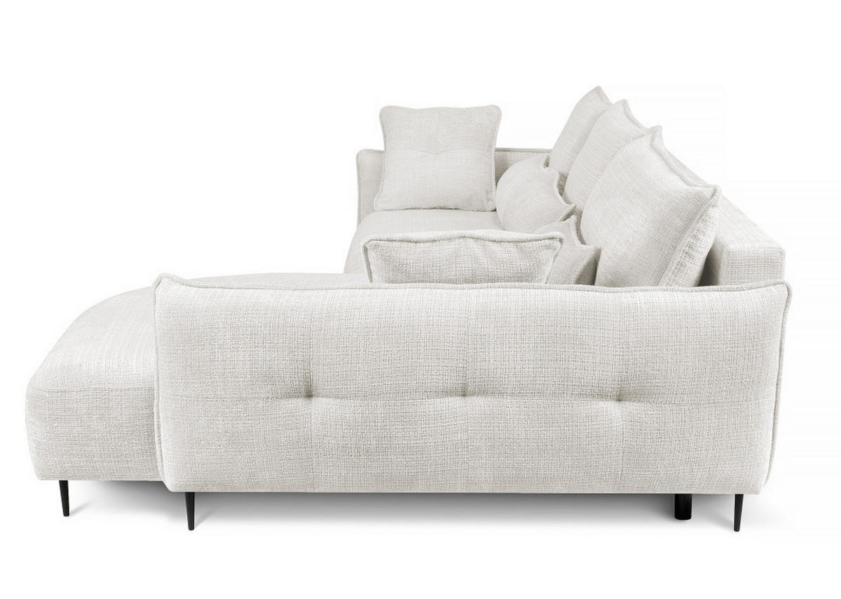 ECKSOFA Oblivio Cremeweiß Chenille - Creme/Schwarz, Textil/Metall (285/200cm) - Selsey