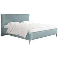 POLSTERBETT Pillow Rise mit Bettkasten, Lattenrost & hohen Metallfüßen in Türkis Chenille 180x200 cm - Türkis/Blau, Holz/Holzwerkstoff (180/200cm) - WFL GROUP