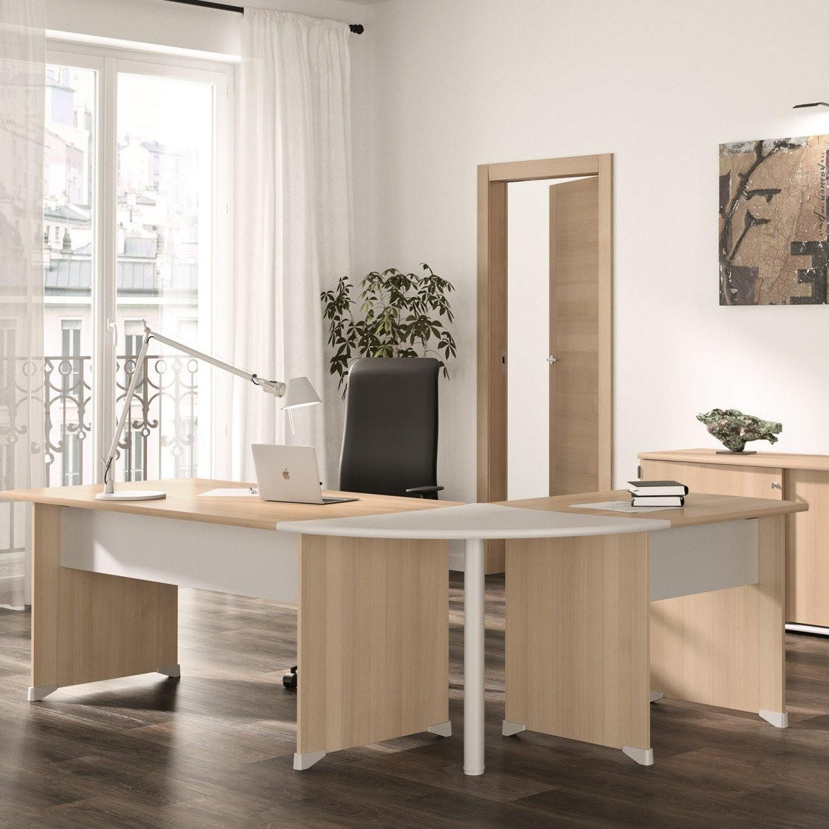 SCHREIBTISCH mit Gleitern L140 cm - Französische Herstellung - Apfelbaumfarben, Holzwerkstoff (140/80/74cm) - Calicosy