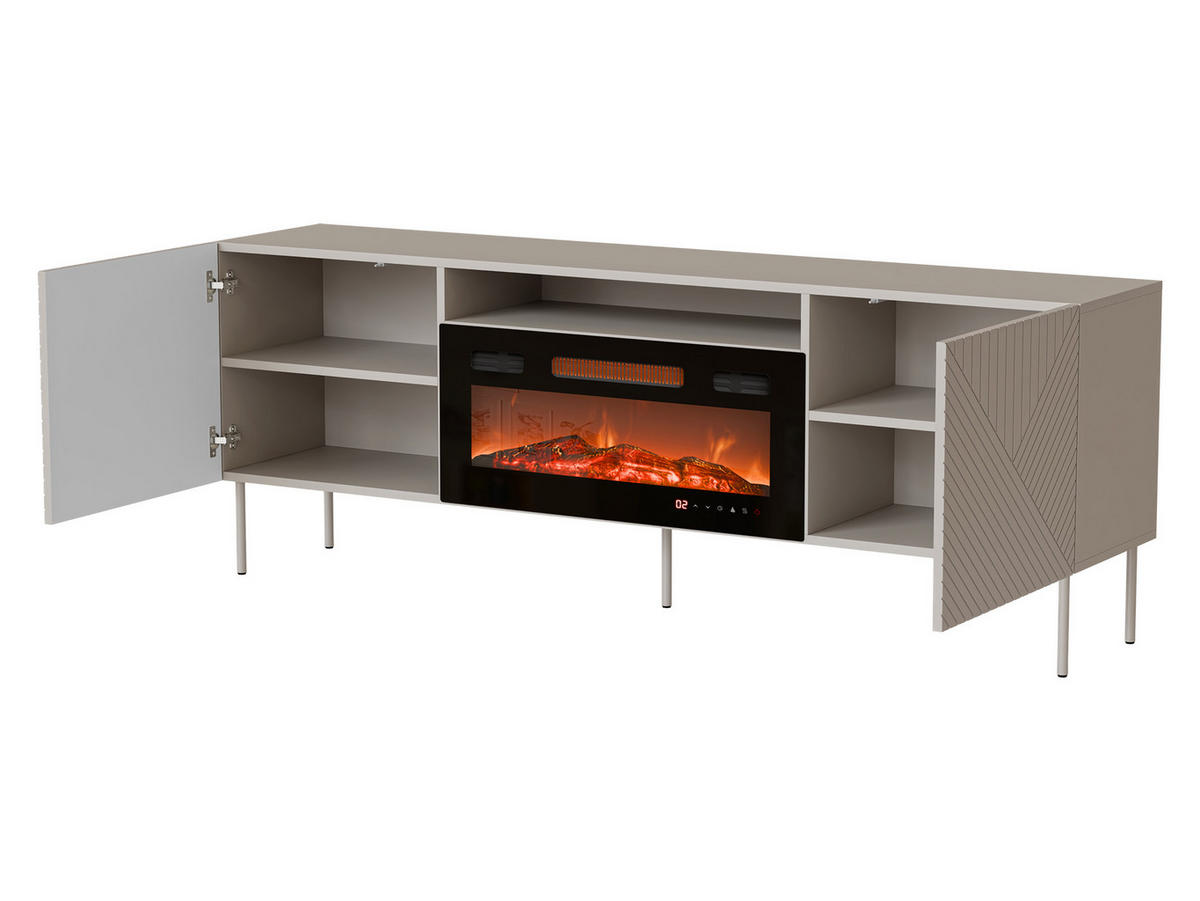 TV-LOWBOARD Art Deco Cashmere 190 EF II mit Kamin - Kaschmir, Holzwerkstoff/Metall (191/68/40cm) - MIRJAN24