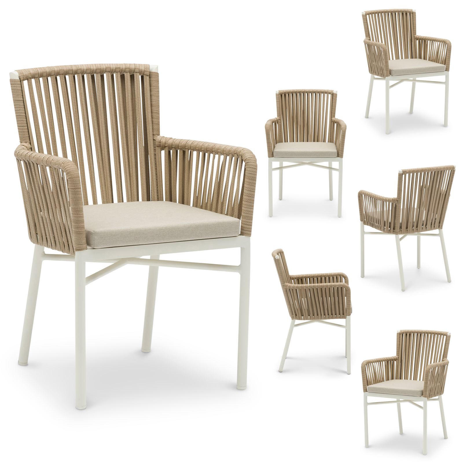 GARTENSTÜHLE AFUERA 6ER-SET - Weiß, Textil/Metall (56/85/59cm) - IDIMEX
