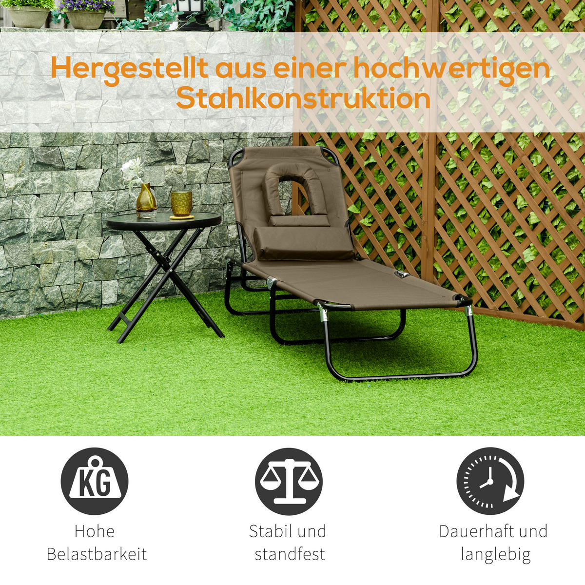 SONNENLIEGE 190x56x28 cm braun - Braun, Textil (56/28/190cm) - LEBENLANG