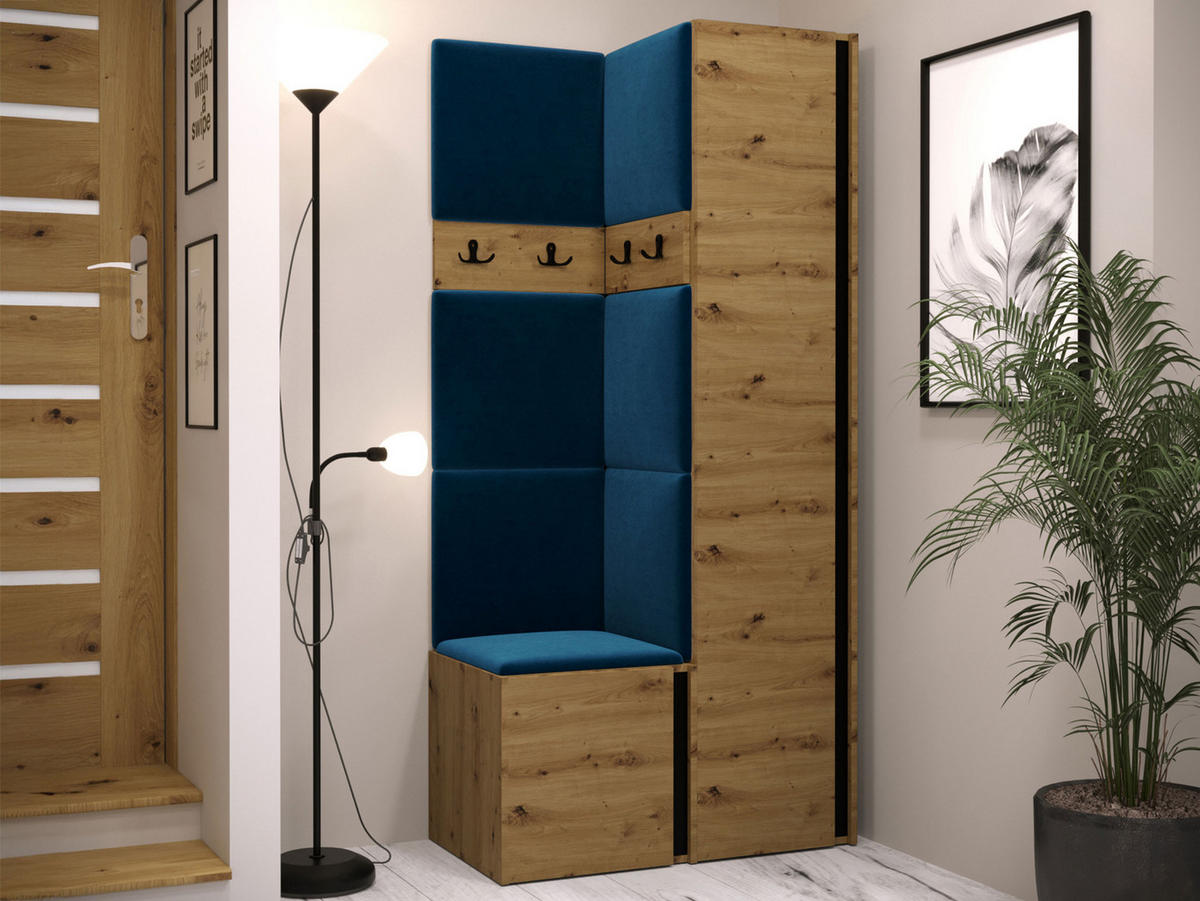 GARDEROBEN-SET Orion XXIV - Blau/Eiche Artisan, Holzwerkstoff/Kunststoff (82/186/46cm) - MIRJAN24