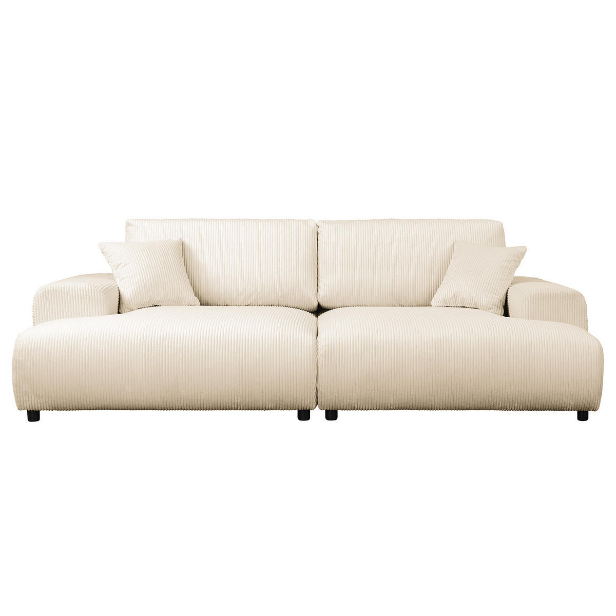 BIGSOFA - Creme/Schwarz, Kunststoff/Textil (237/79/144cm) - home24