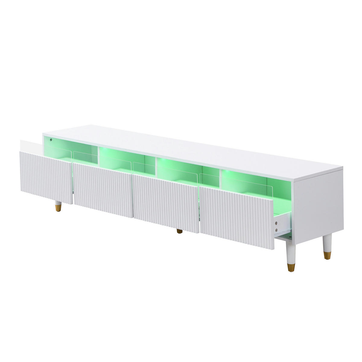 TV-SCHRANK 178/35/45 cm weiß MDF mit 4 Schubladen und Kabelmanagement - Weiß, Holzwerkstoff (178/45/35cm) - OKWISH