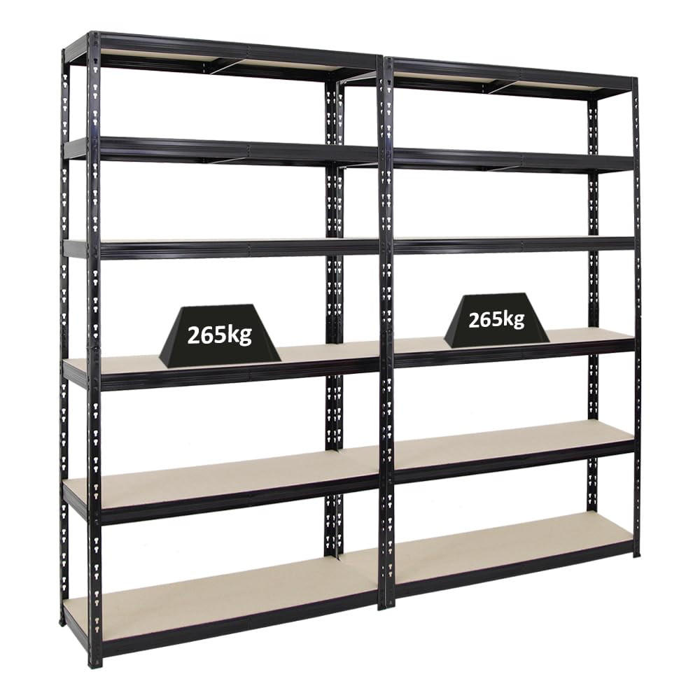 SCHWERLASTREGAL Giant Tiger XL 2er-Set mit 2x 220x120x40 cm Fachlast 265 kg 6-Ebenen Schwarz - Schwarz, Metall (240/220/40cm) - PROREGAL
