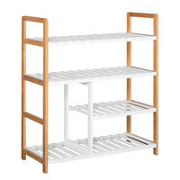 SCHUHREGAL Weiß Natur Kiefernholz MDF mit 4 Ebenen 1 Stück - Weiß, Holzwerkstoff (68/78/26cm) - PANGIVO