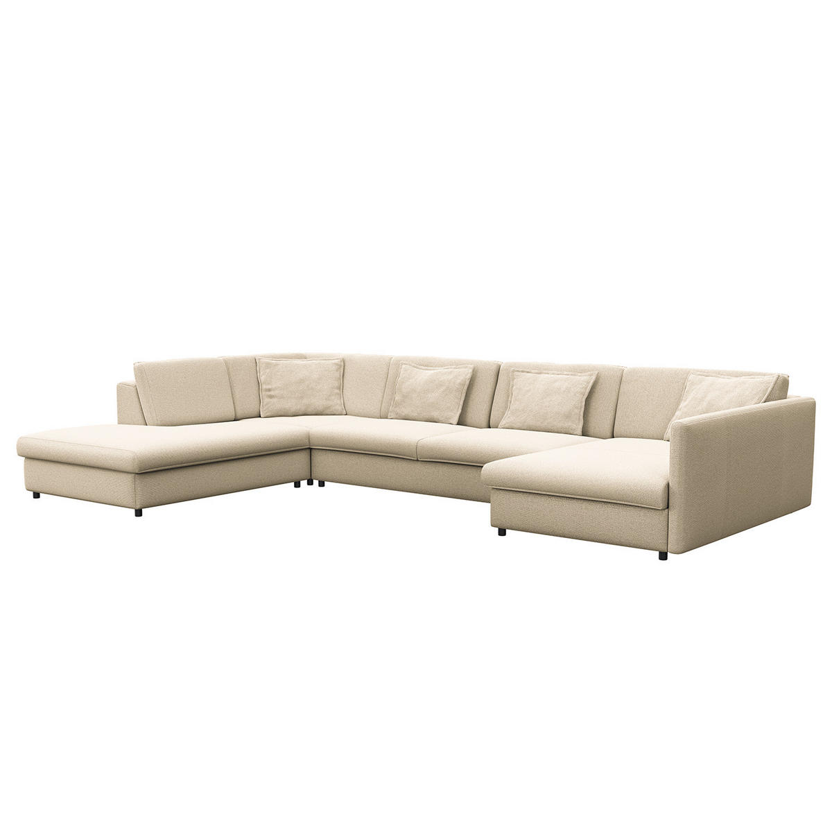 WOHNLANDSCHAFT - Creme/Schwarz, Kunststoff/Textil (431/84/272cm) - home24