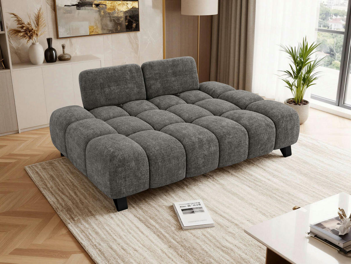 3-SITZER-SOFA NERANO - Dunkelgrau Schenille - Dunkelgrau/Schwarz, Textil/Metall (220/88/146cm) - MKS
