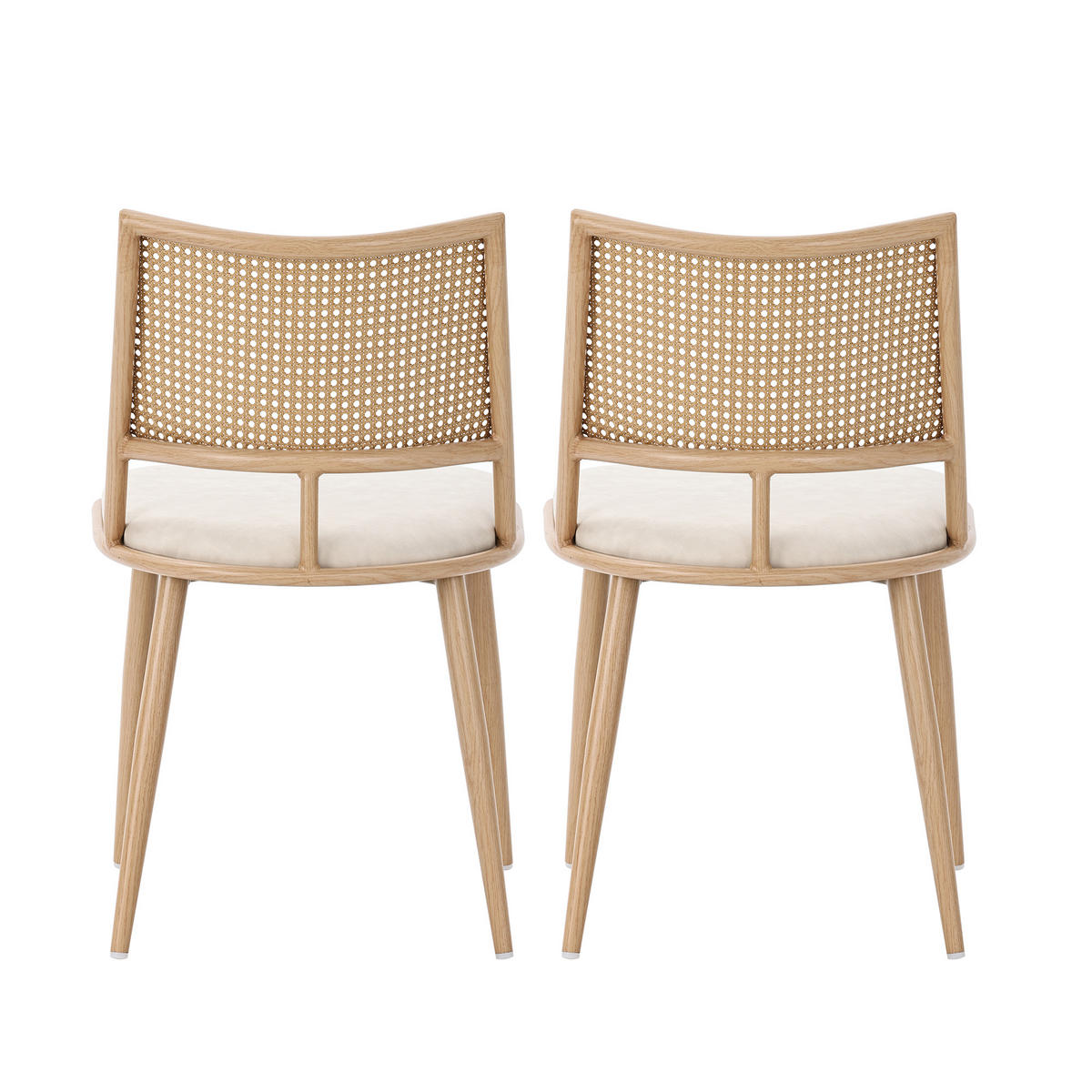 ESSZIMMERSTUHL 2er Set PU Rattan Beige - Beige, Holz (56.5/80/49cm) - FLIEKS