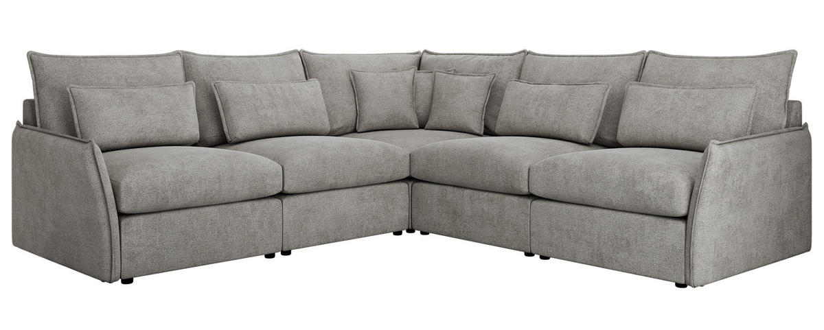 ECKSOFA VERSO L Hellgrau Struktur - Hellgrau/Schwarz, Kunststoff/Textil (270/270cm) - MKS