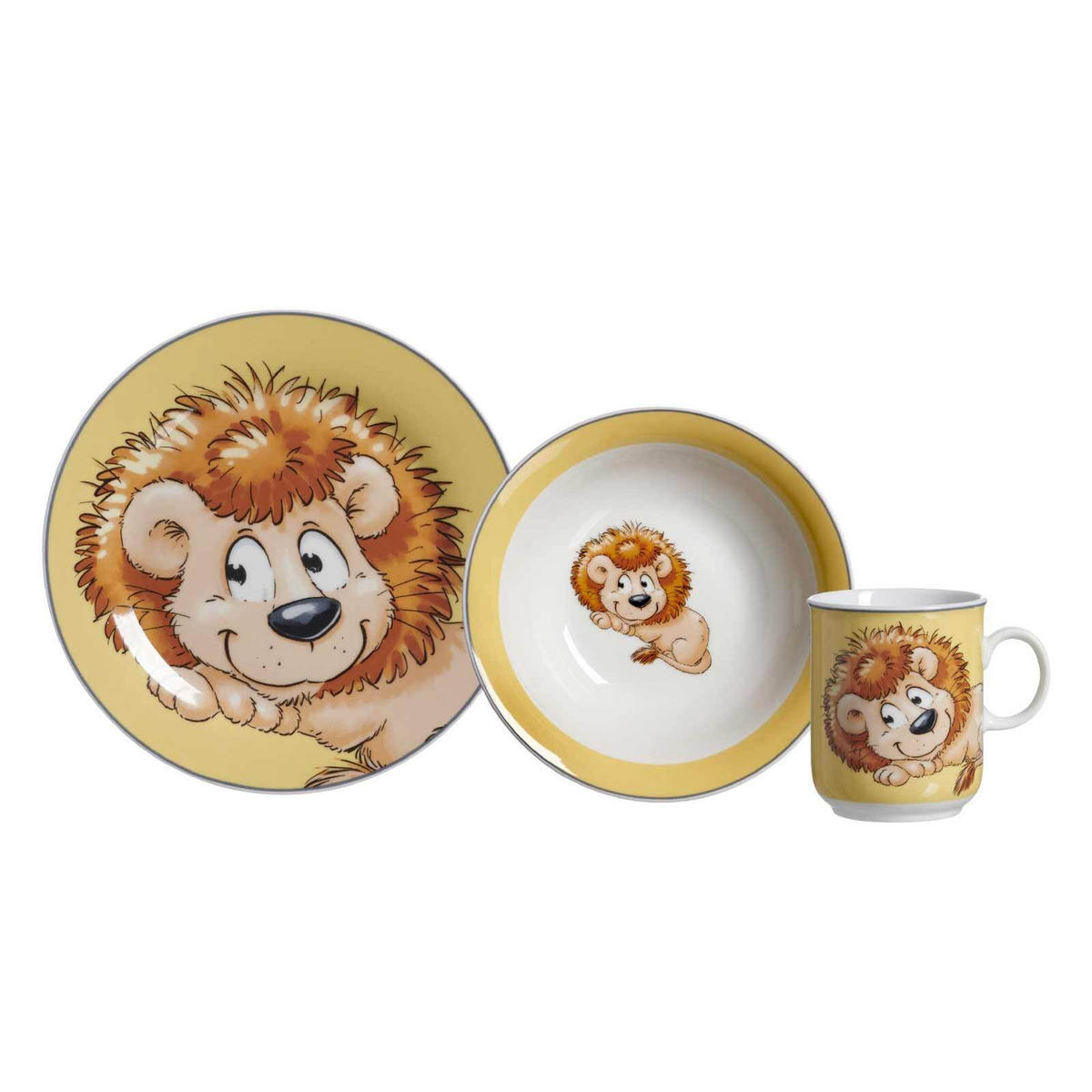KINDERGESCHIRR Happy Zoo Löwe 8er Set - Gelb, Keramik (1/1/1cm) - Ritzenhoff Breker