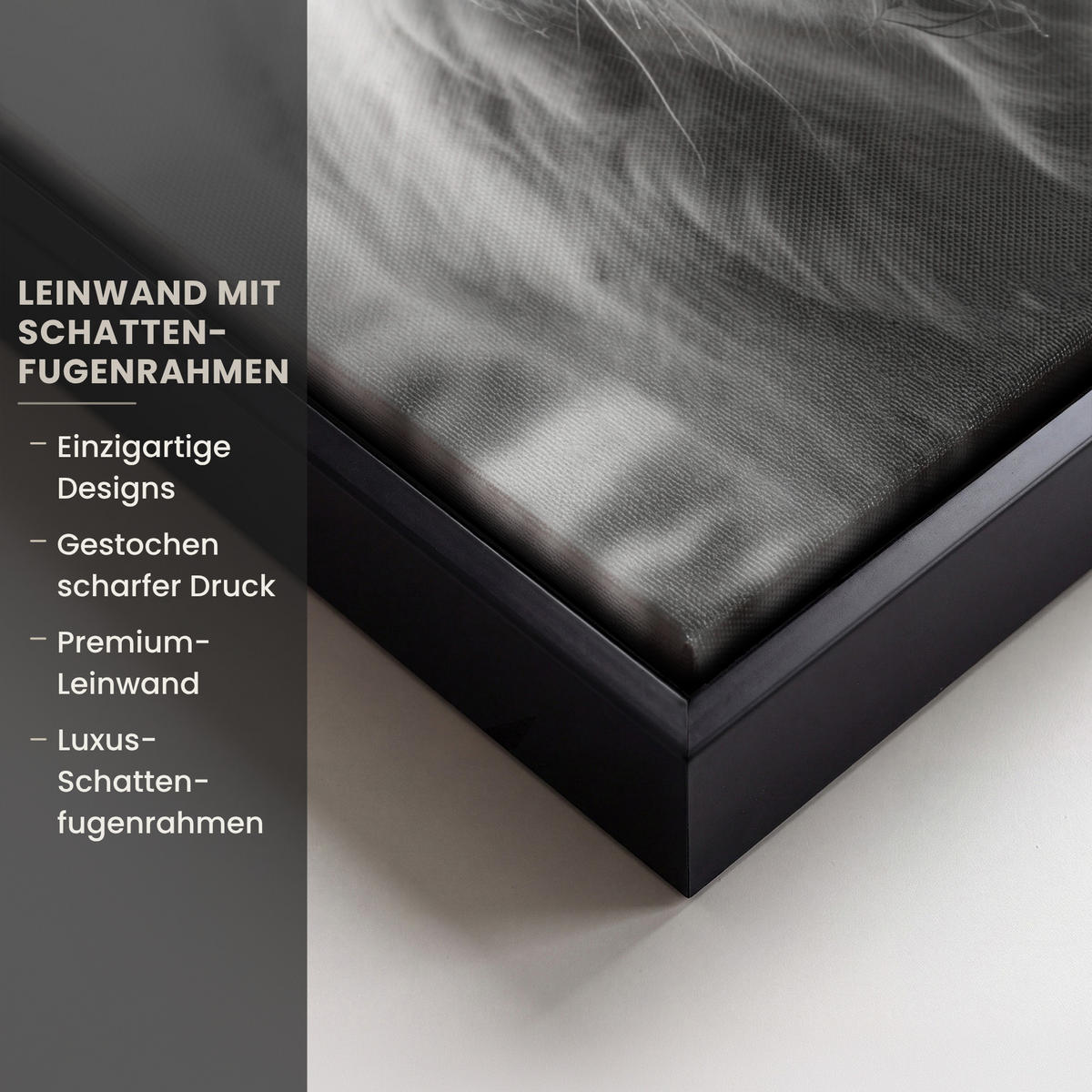 LEINWAND Bilder mit Rahmen - Schottischer Highlander - Nebel - Schwarz - Weiß - 30x40 - Grau, Textil (30/40cm) - MuchoWow