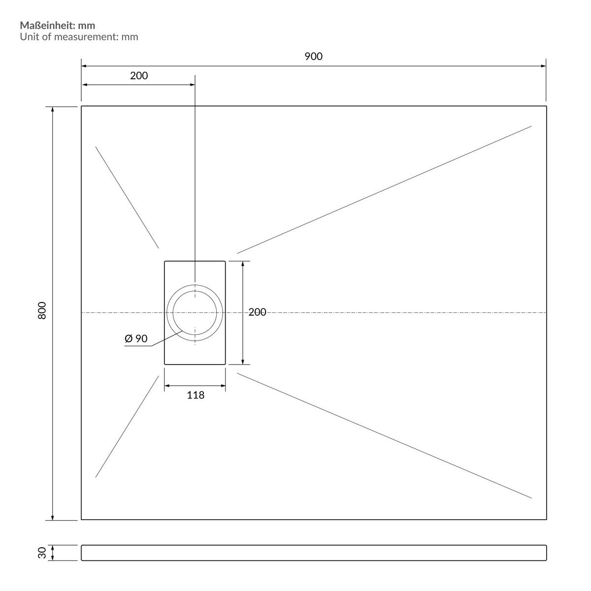 SPRCHOVÁ VANICKÁ VANA 90x80 cm bílá s odtokovou sadou z SMC - bílá, plast (80/3/90cm) - LuxeBath