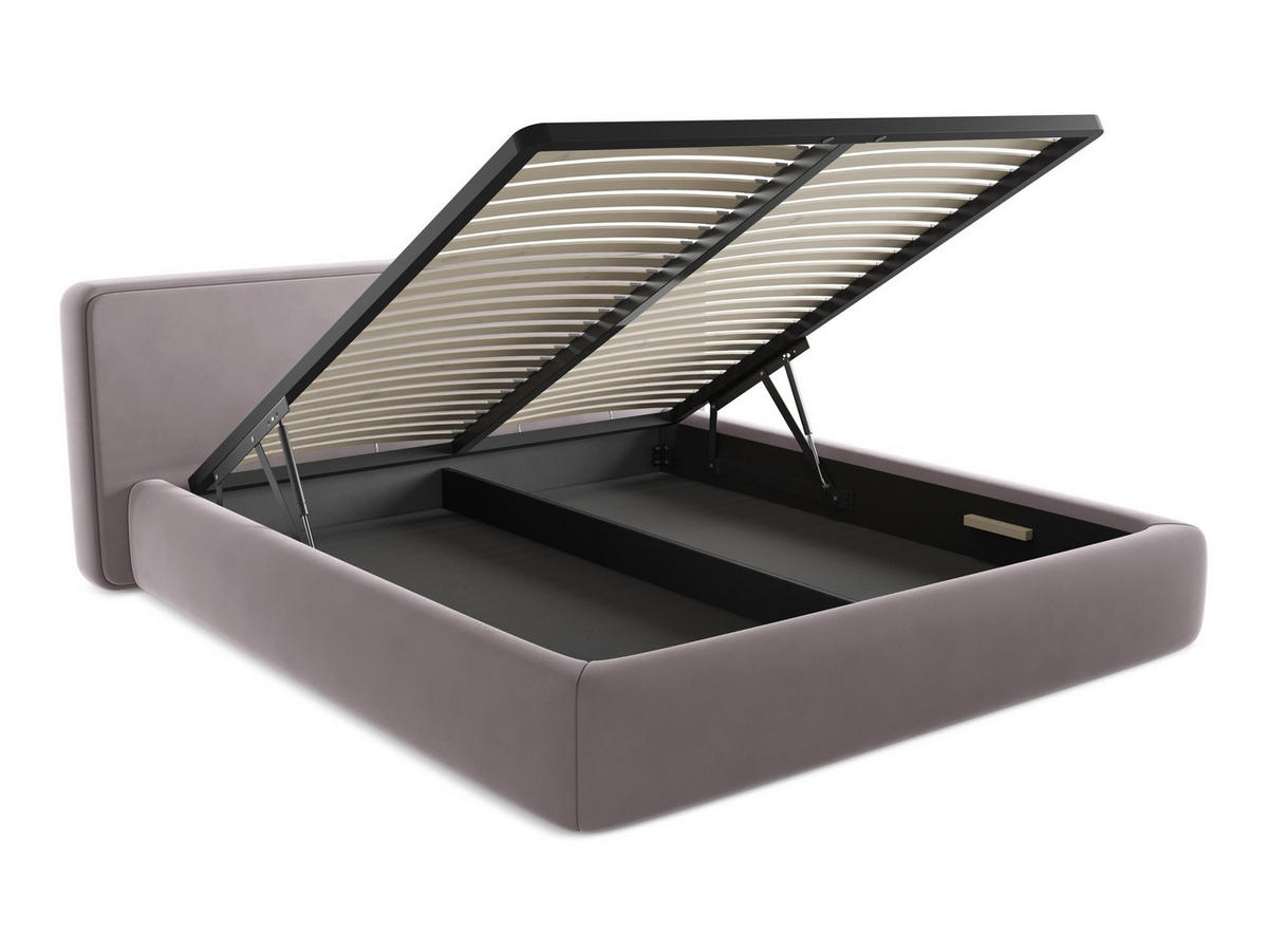 POLSTERBETT mit Bettkasten und Lattenrost 220x225 Violett - Lila/Flieder, Kunststoff/Textil (180/200cm) - Makamii