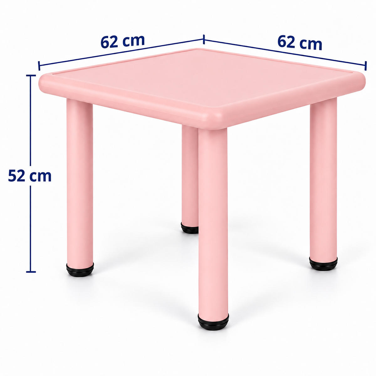 KINDERTISCH Rosa Indoor Outdoor Kunststoff Aluminium 52x62 cm - Pink, Kunststoff/Metall (62/52/62cm) - Relaxdays