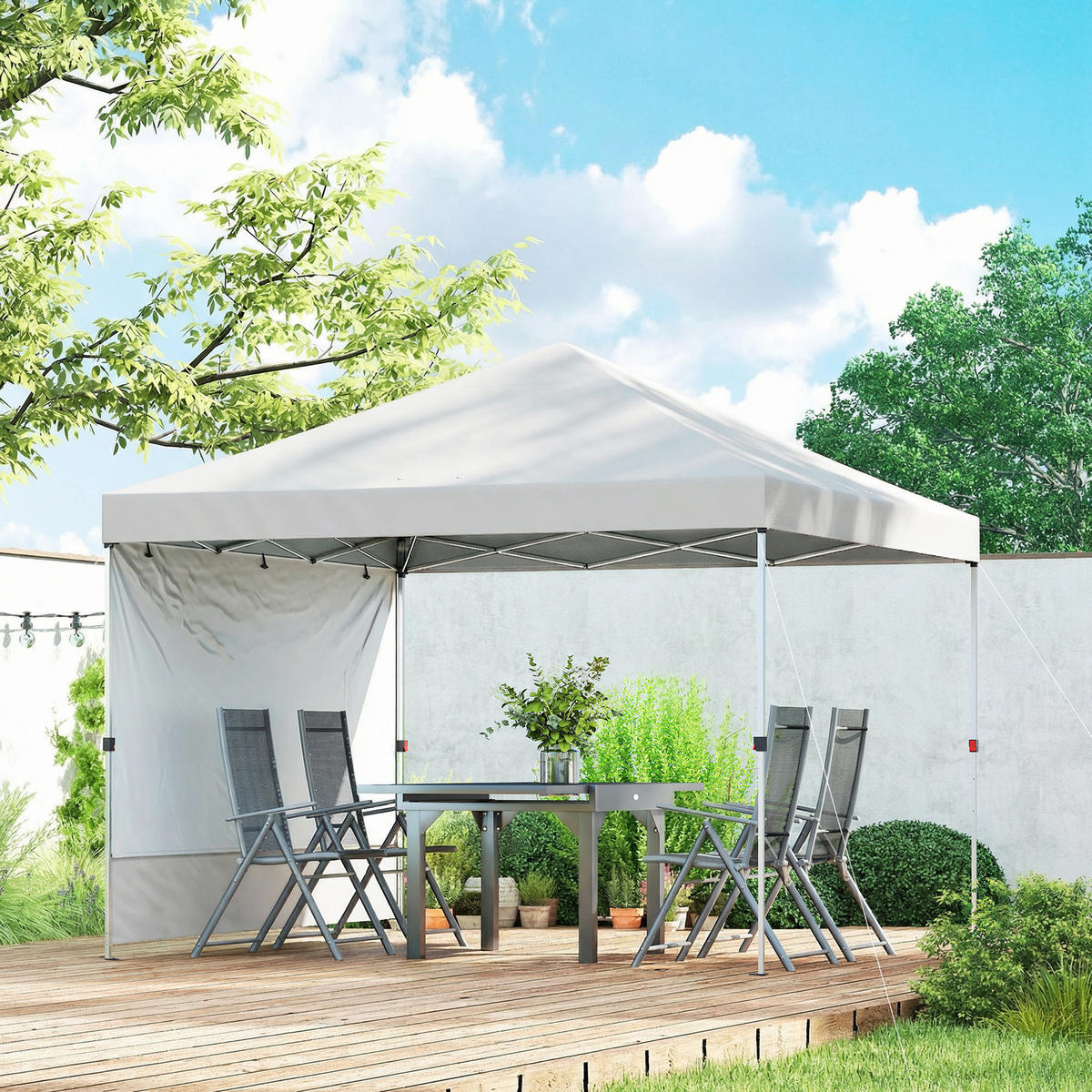 PAVILLON,POP-UP-FALTZELT UPF 50+, höhenverstellbar, 3x3 m ,Weiß - Weiß, Metall (293/270/293cm) - Vallsero