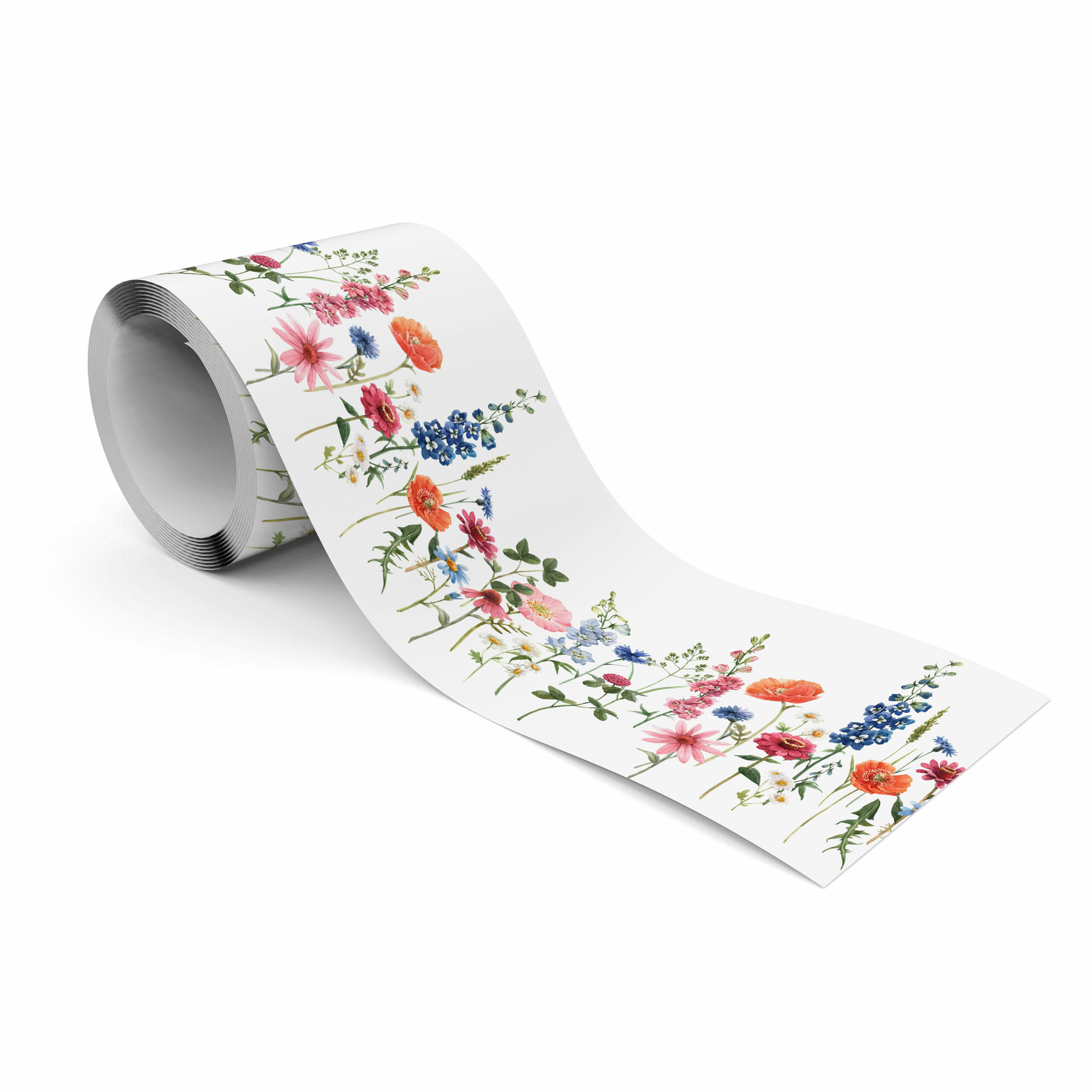TAPETENBORDÜRE selbstklebend Bunte Blumen Feldpflanzen Natur - Blau/Rot, Papier (10/300/300cm) - Muralo
