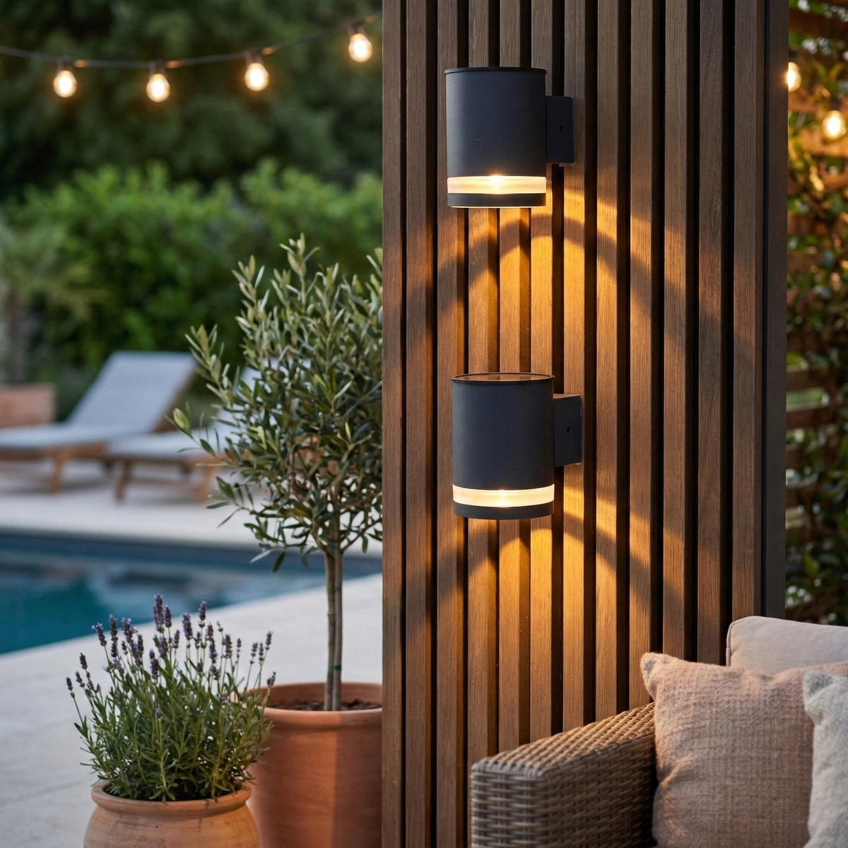 2 HELIO 200LM Solar-Wandleuchten - Schwarz, Metall (17/11/10cm) - Lumisky