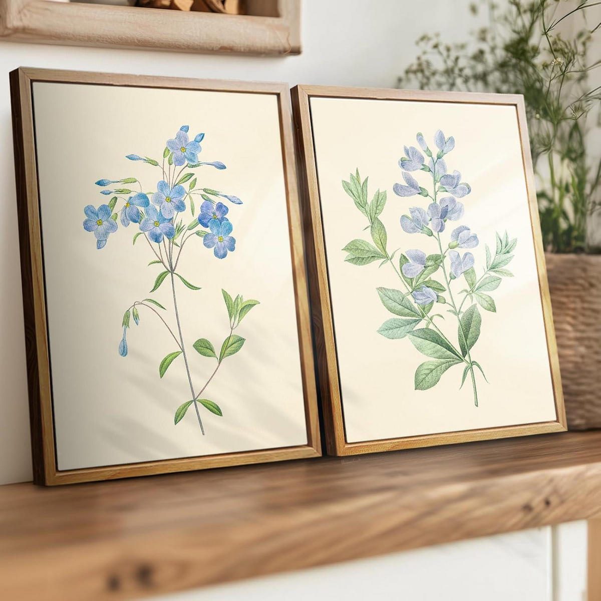 LEINWANDBILD mit Rahmen Blaue Wildblumen 30 x 40 cm - Blau, Holz (30/0.5cm)