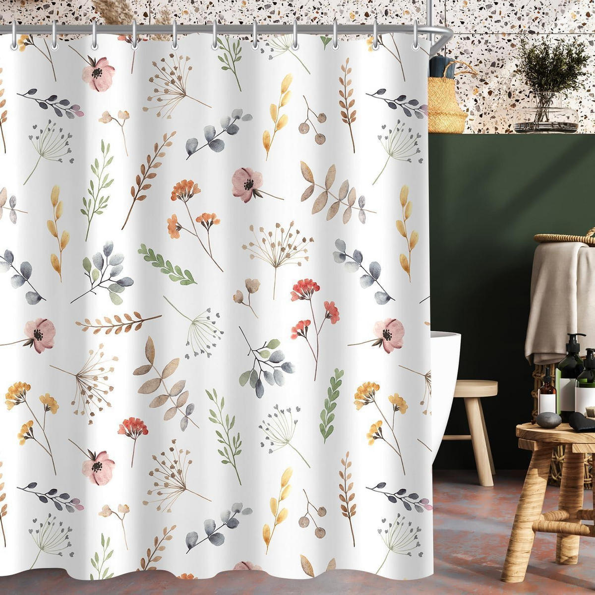 DUSCHVORHANG Grasblätter 240 x 200 cm - Multicolor, Textil (240/200cm)