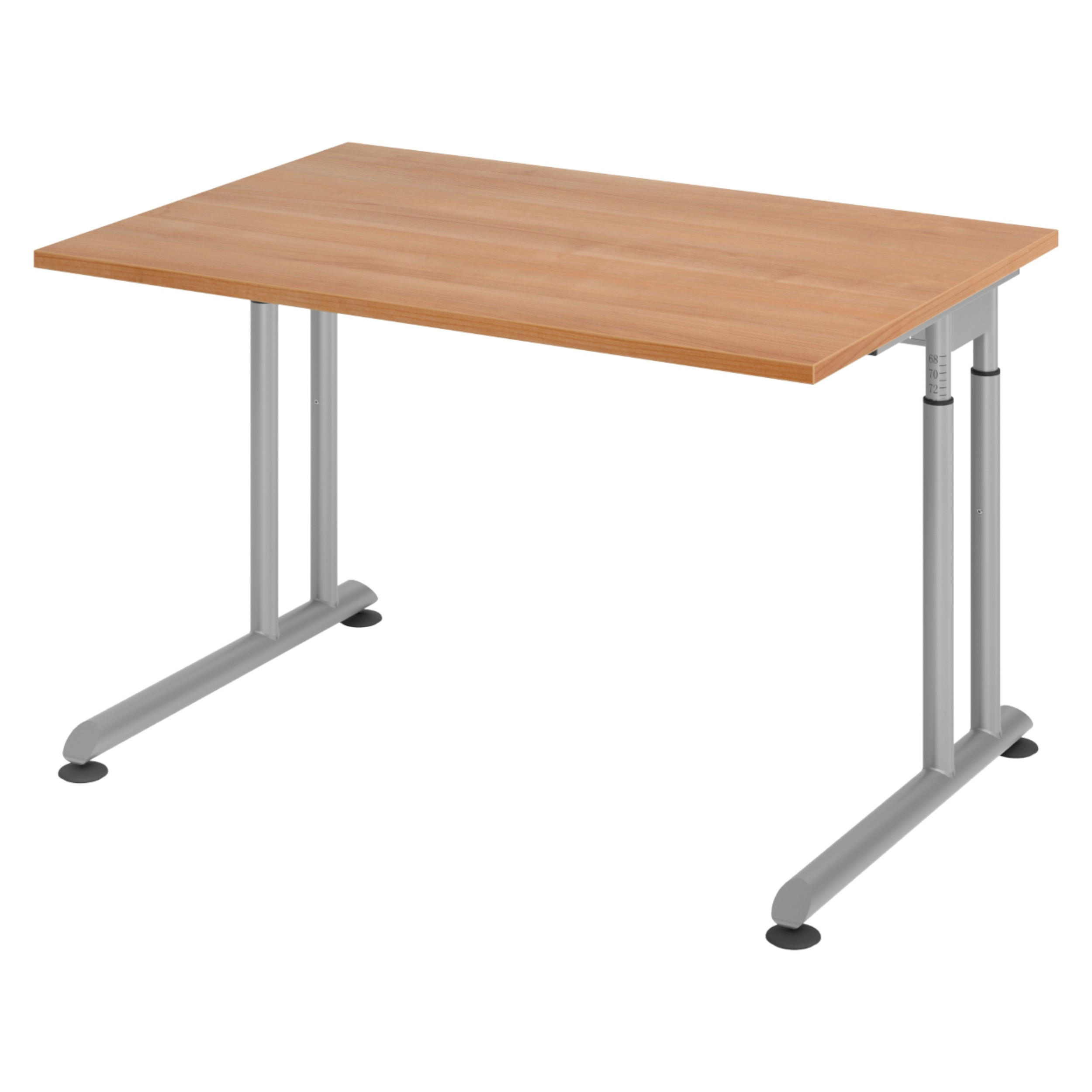 SCHREIBTISCH Serie-Z 80/120/74 cm in Nussbaumfarben/Silberfarben - Silberfarben/Nussbaumfarben, Holzwerkstoff (80/120/74cm) - bümö