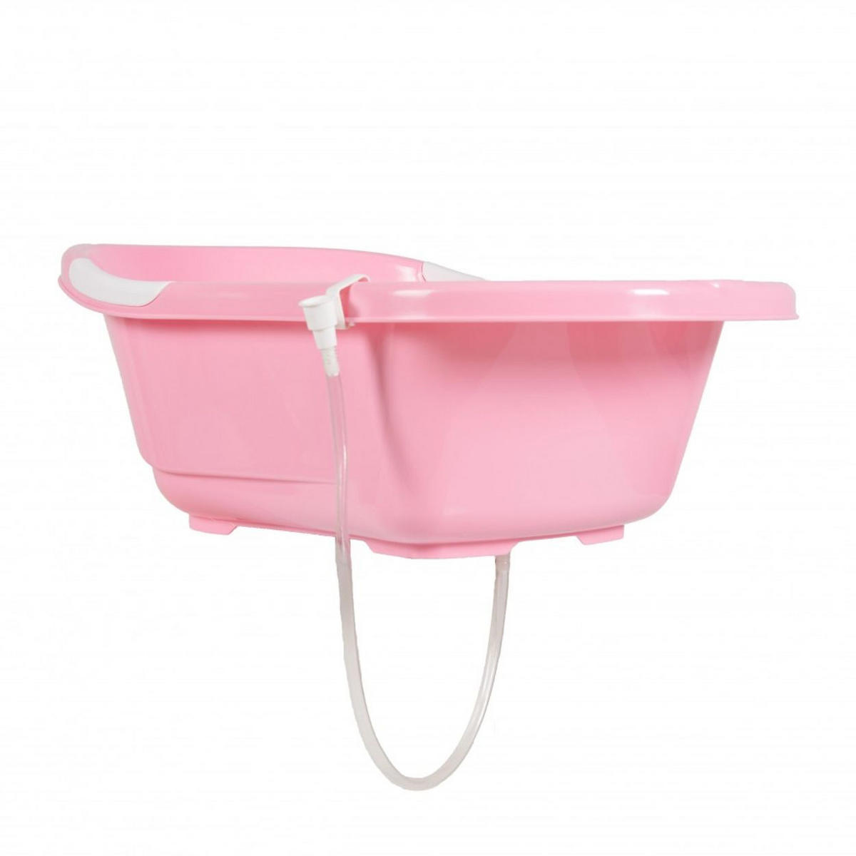 BABYBADEWANNE Lilly platzsparend rosa platzsparend mit Wasserablauf, Ablagefächer für Zubehör - Rosa, Kunststoff (51/80cm) - Moni