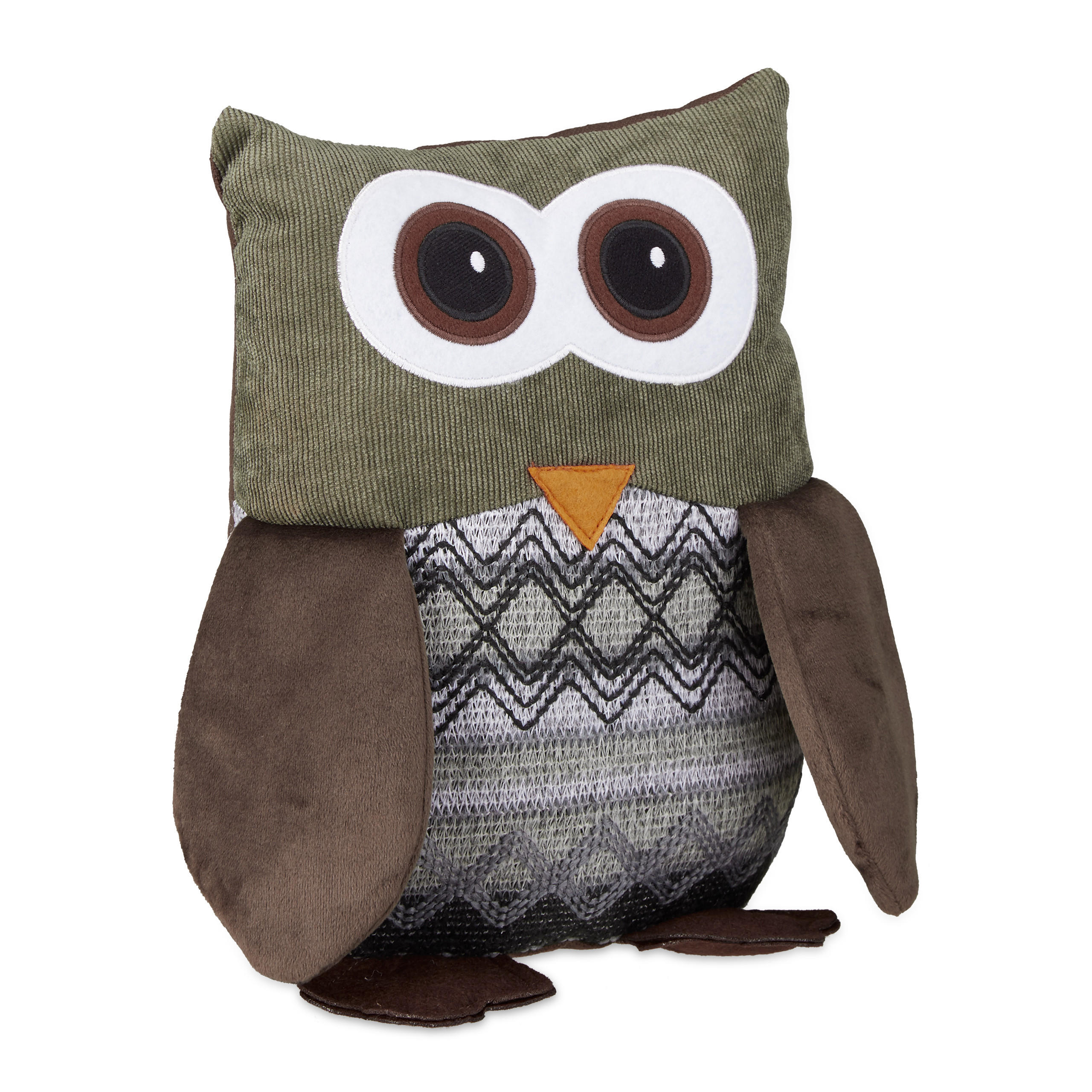 DÖRRSTOPP brun uggla polyester sandfyllning 24 cm - Multicolor, Textil/Naturmaterial (14/14cm) - Relaxdays