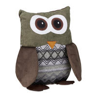 DÖRRSTOPP brun uggla polyester sandfyllning 24 cm - Multicolor, Textil/Naturmaterial (14/14cm) - Relaxdays