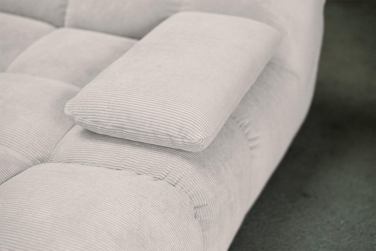 BIG SOFA VIVIEN Silber Cord - Silberfarben/Schwarz, Kunststoff/Textil (296/85/178cm) - KAWOLA