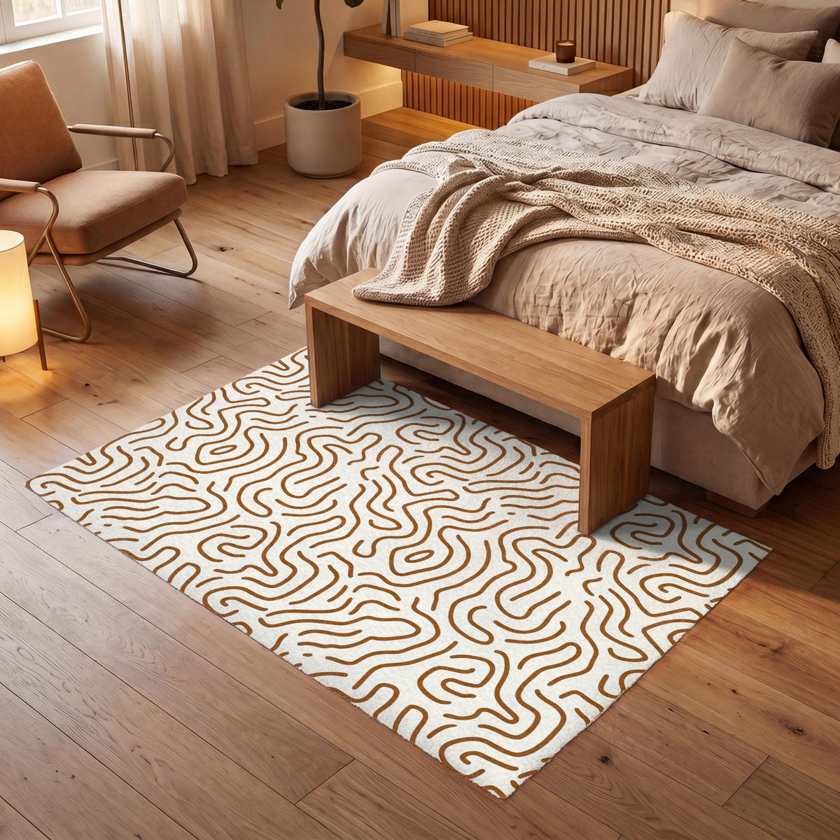 KOBERCE - Minimalistický - Vzor - Terakota - 180x120 cm - hnedá, textil/plast (180/0.4cm) - OnlyWow