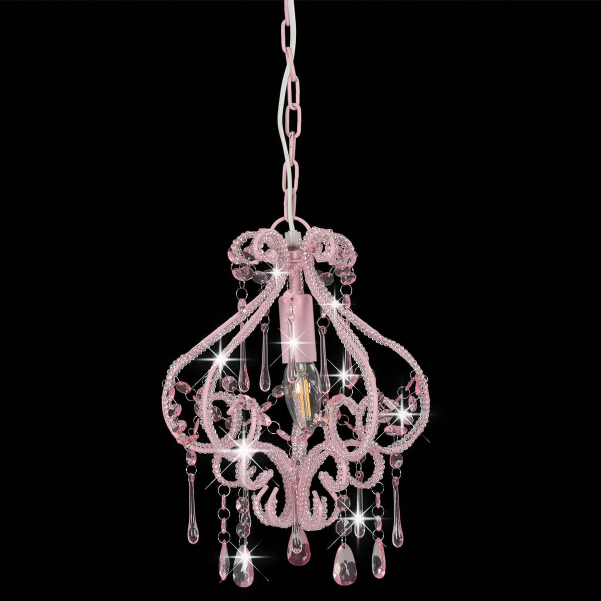 DECKENLEUCHTE Mit Perlen Rosa Rund E14 - Pink, Metall (24/4/32cm) - vidaXL