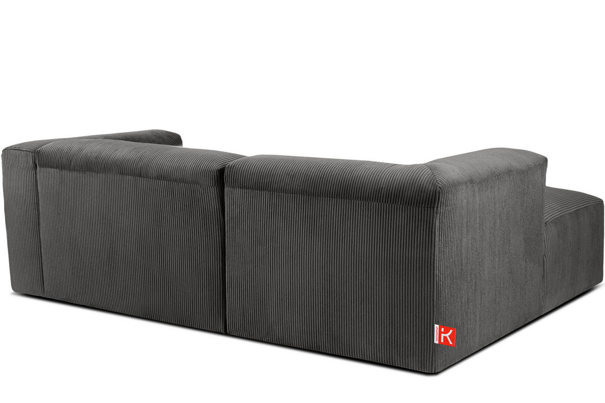 ECKMODULSOFA-LINKS BUFFO 3/4 Sitzer mit extrem weicher Sitzfläche, Kordstoff, grau - Grau, Textil (237/180cm) - KONSIMO®