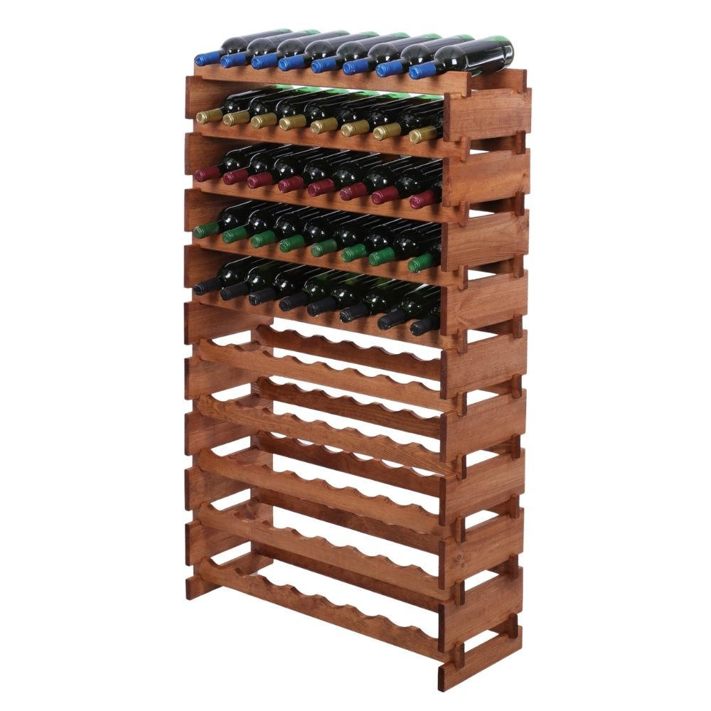 WEINREGAL VINOTECA FLEX PRO HxBxT 135x84x28cm 80 Flaschen auf 10 Ebenen Braun geölt - Braun, Holz (84/135/28cm) - PROREGAL