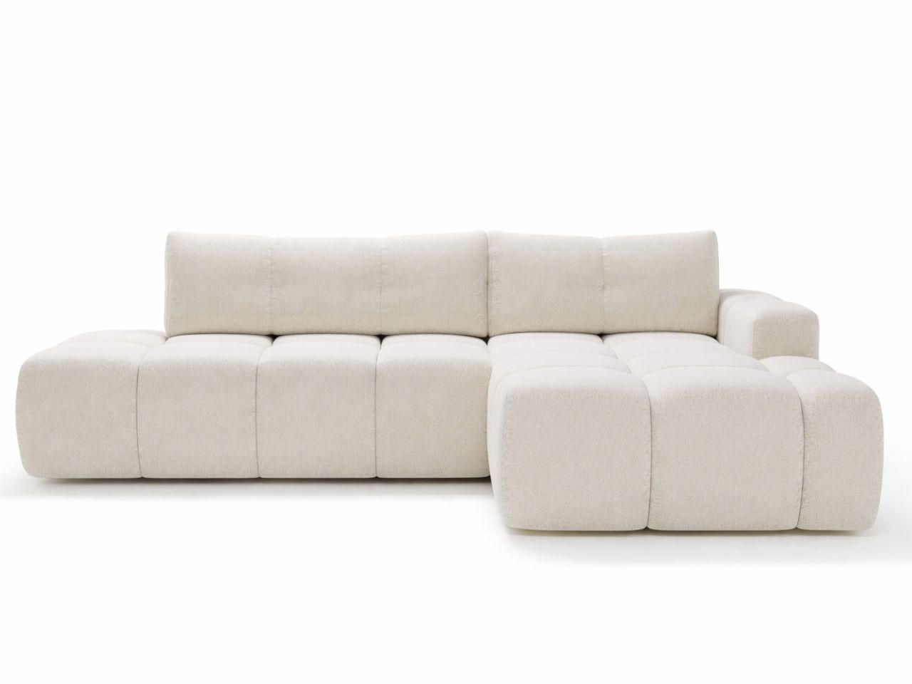 ECKSOFA Montero Bouclé-Stoff Weiß Rechts - Weiß, Holz/Textil (280/177cm) - Graingold