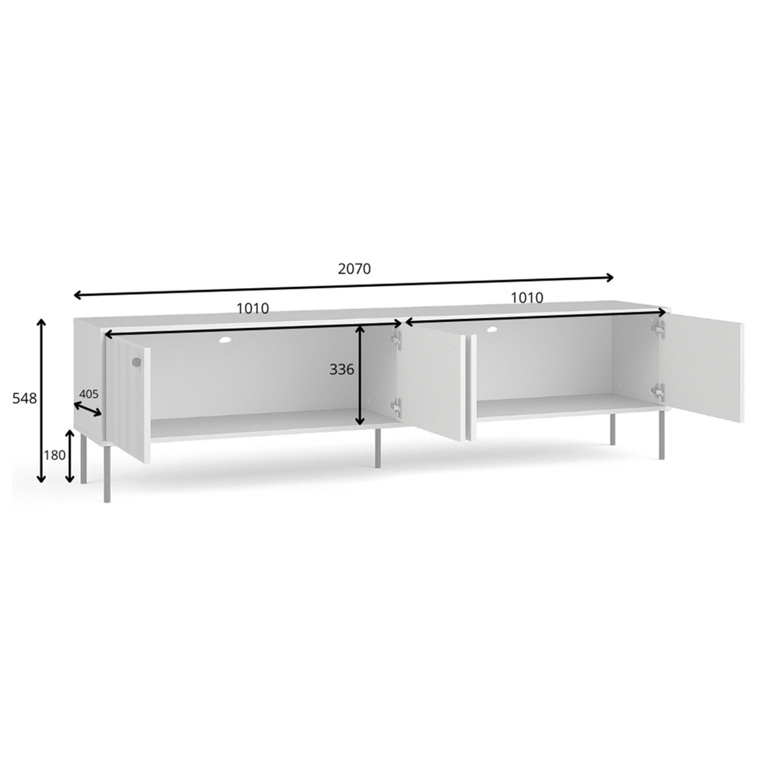 Thumbnail - AX Living Lowboard, Grau, Holzwerkstoff, Nachbildung,Kiefer, Uni, Rechteckig, 207x54.8x41 cm, FSC Mix, TÜV Rheinland, TÜ...