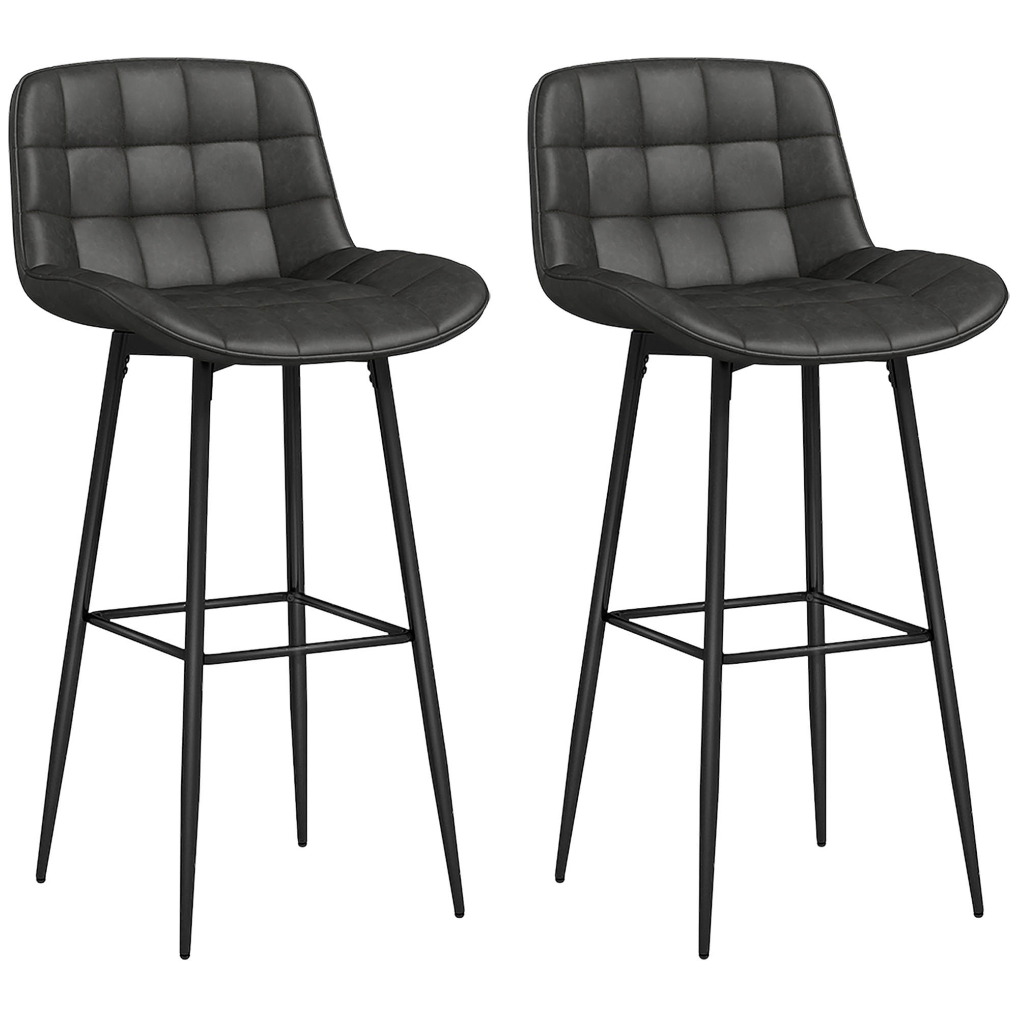 2ER-SET Barhocker, Bistrohocker mit Fußstütze, Drehbar Barstuhl, Dunkelgrau - Dunkelgrau, Kunststoff (48/98/48.5cm) - HOMCOM
