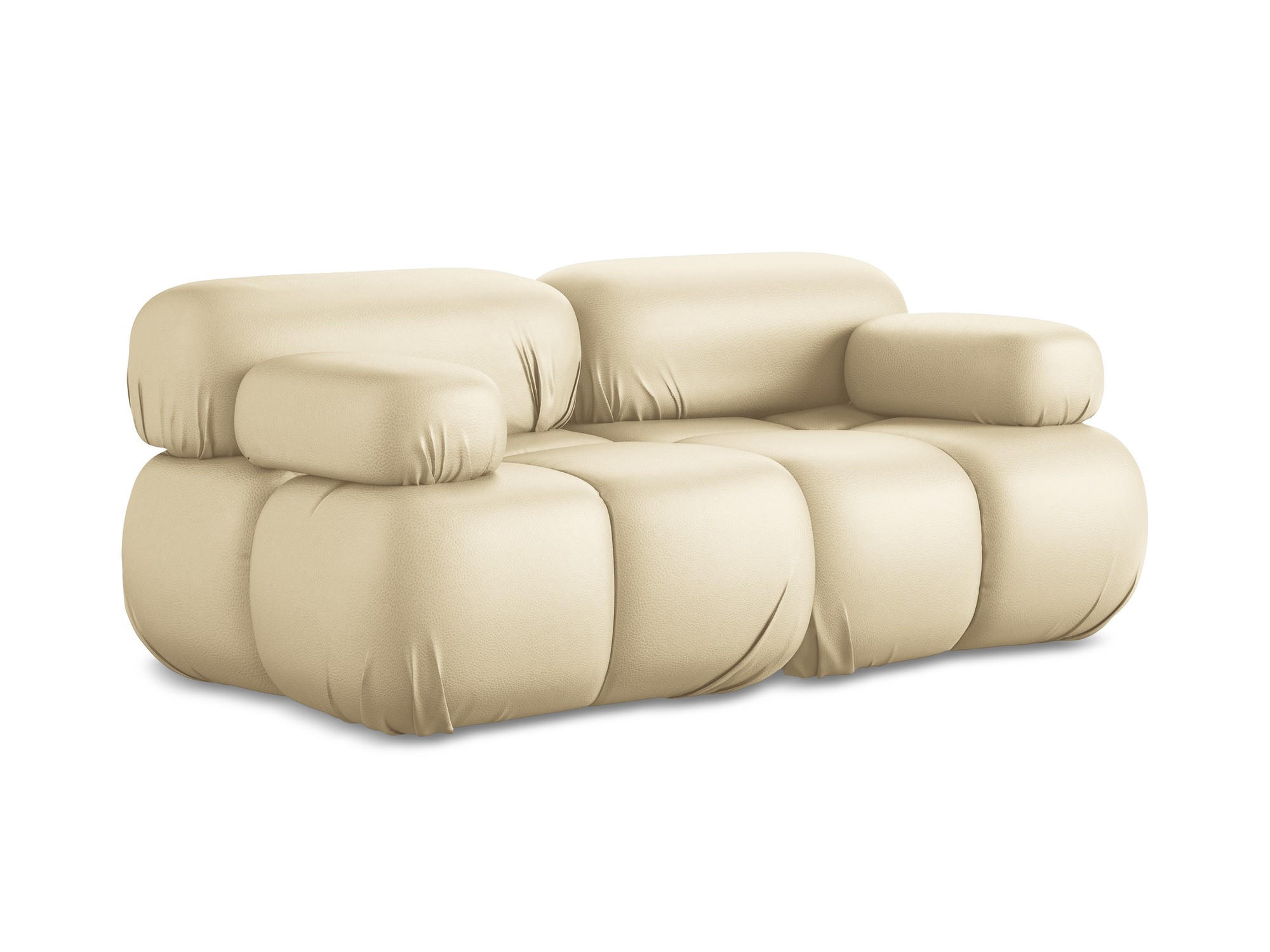2-SITZER-SOFA Kunstleder Beige - Beige/Schwarz, Leder/Kunststoff (190/70/96cm) - Makamii