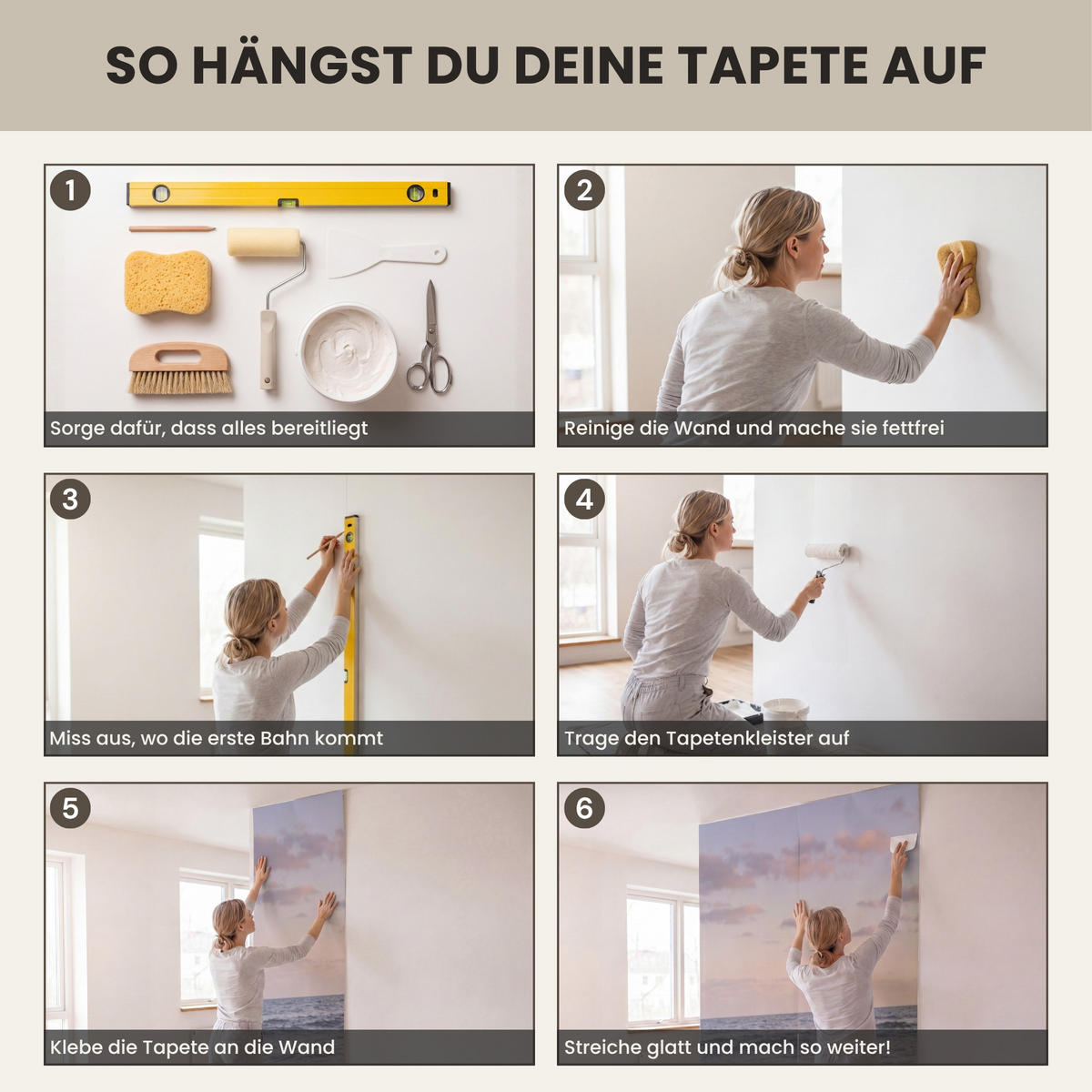 TAPETE - Strand - Brandung - Wolken - 500x200 cm - Hellrosa, Papier (500/200cm) - OnlyWow