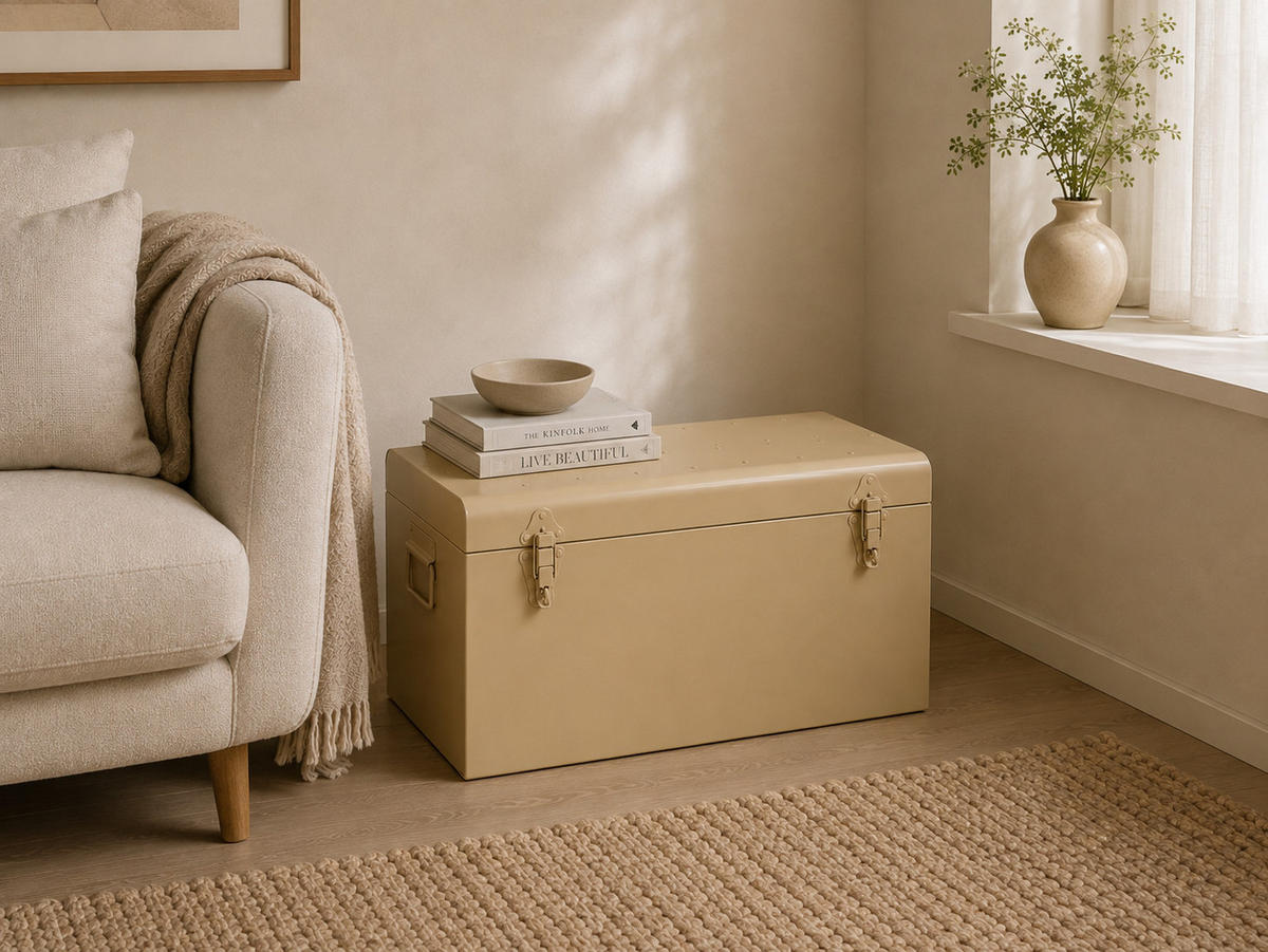 AUFBEWAHRUNGSTRUHE Box Medium - Beige, Metall (31/31/50cm) - LOFT42