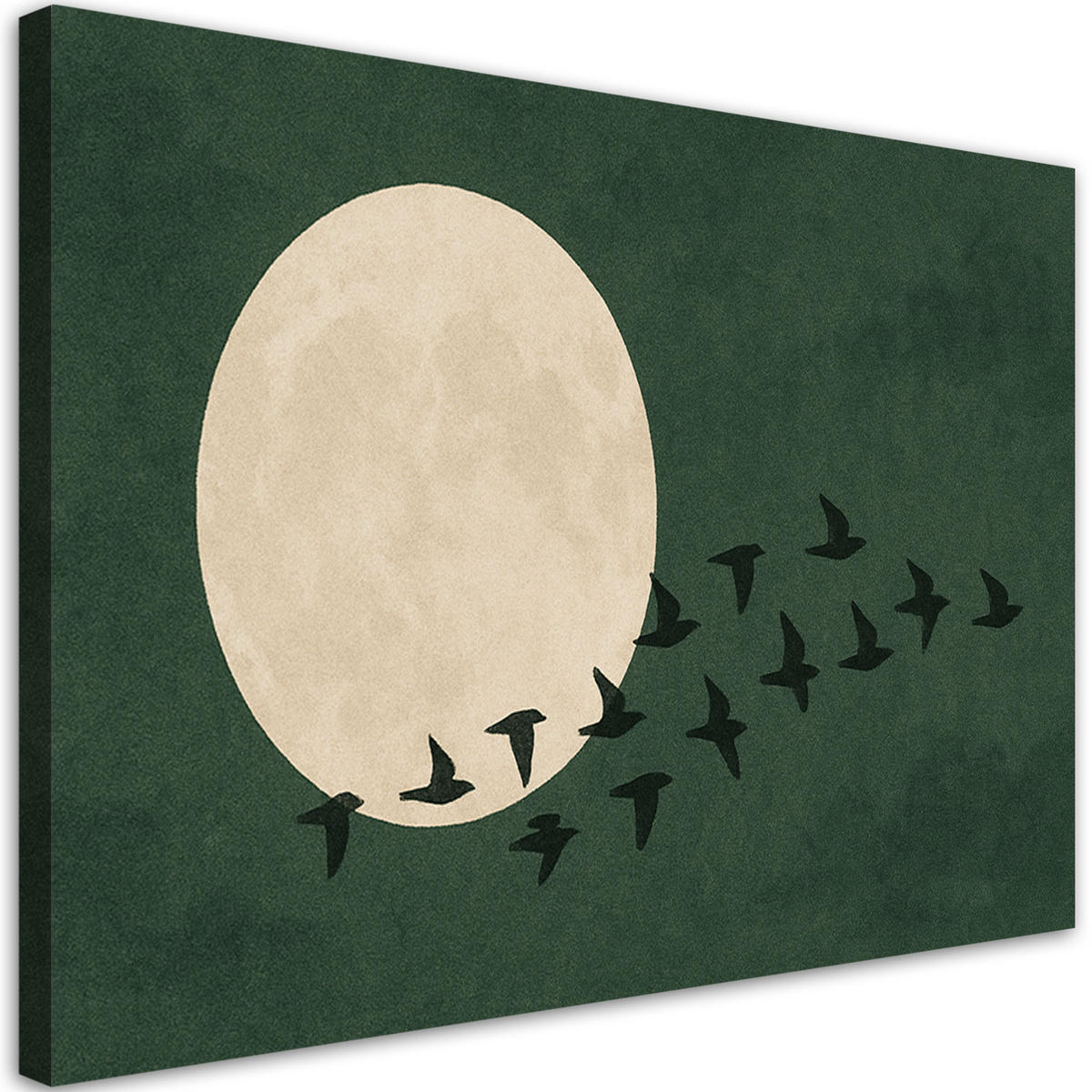 LEINWANDBILD Vogelschwarm Minimalismus Beige Grün 60x40cm - Grün, Textil (60/40cm) - Feeby