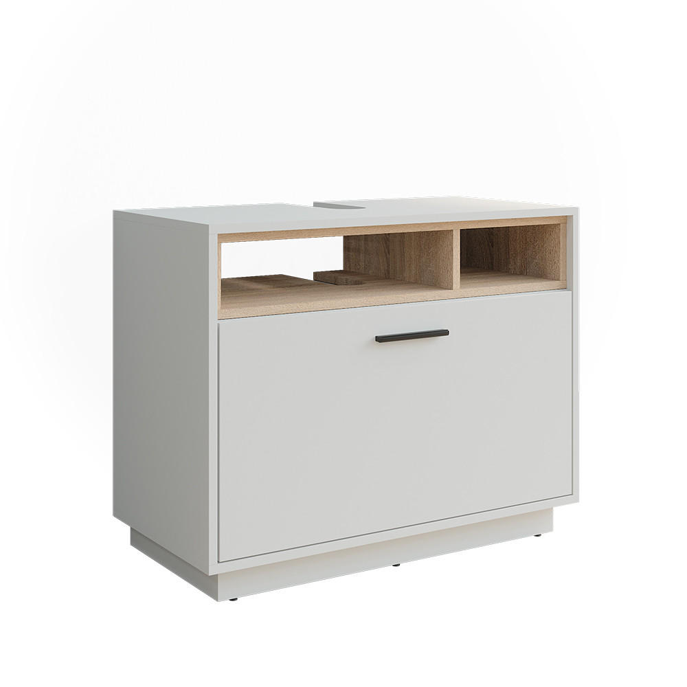 WASCHBECKENUNTERSCHRANK Beatrice Weiß/Sonoma 80 x 84.5 cm mit Schublade - Weiß, Holzwerkstoff (80/84.5/35cm) - Vicco