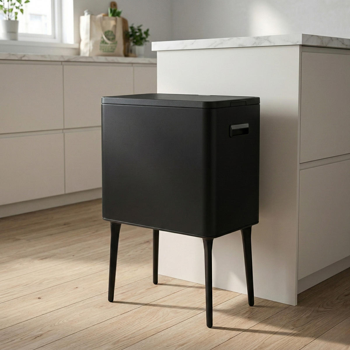 MÜLLEIMER Metall 35 l 45,5/30,5/68,5 cm - Schwarz, Metall (30.5/68.5/45.5cm) - Storage solutions