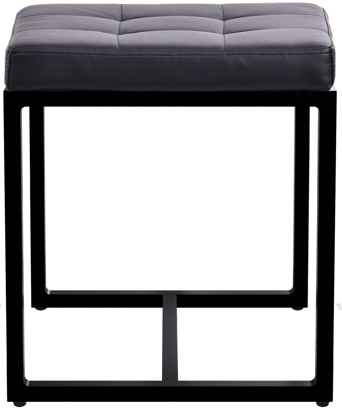 SITZWÜRFEL eckig 40/40/48 cm Lederlook schwarz - Schwarz, Textil/Metall (40/48/40cm) - CLP