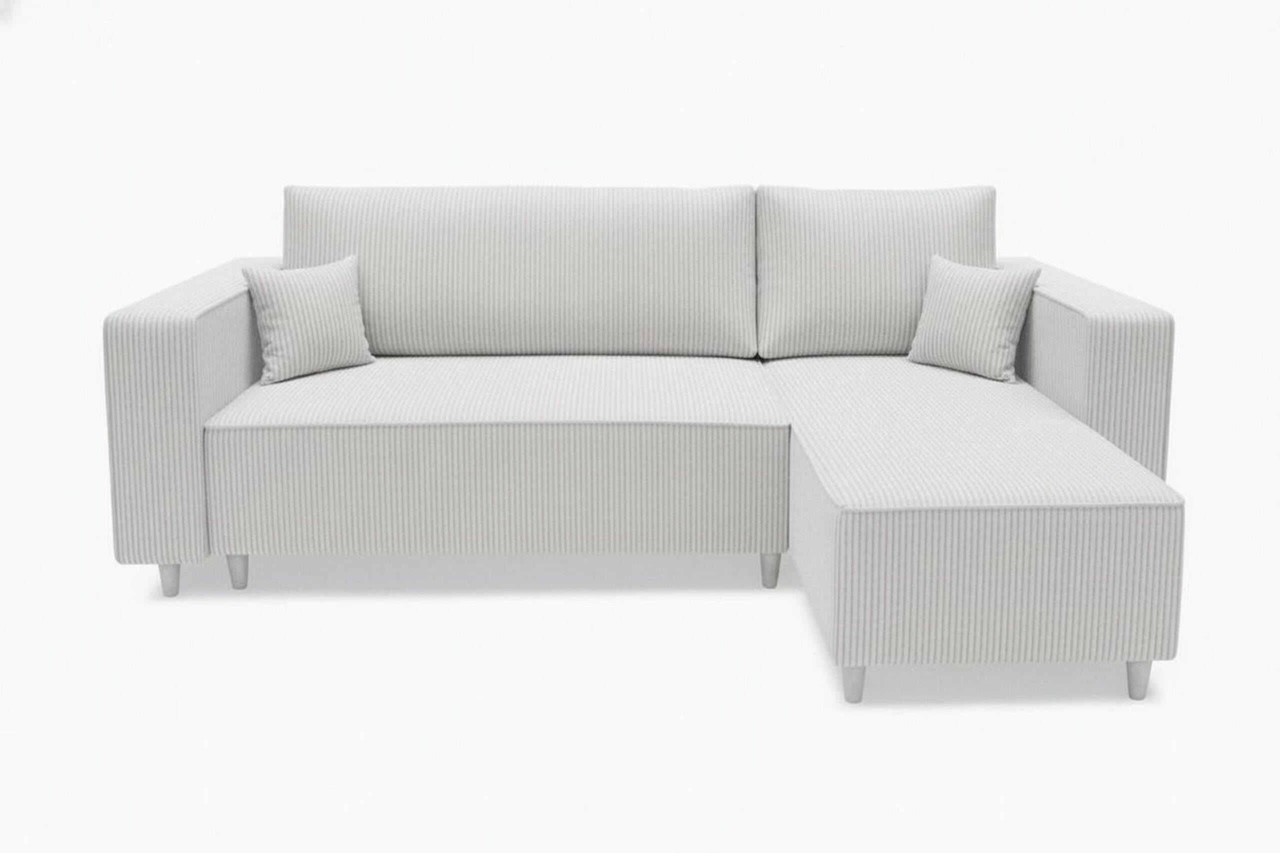 ECKSOFA RIO mit Schlaffunktion und Bettkasten, Farbe: Hellgrau, Cordstoff, Ottomane Universal - Hellgrau, Textil (249/142cm) - Marpur