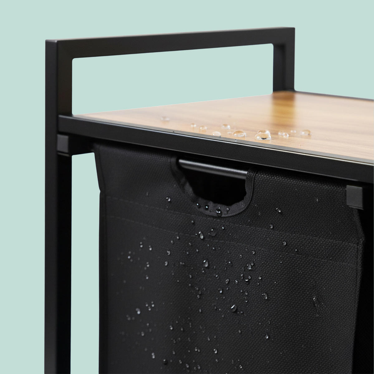 WÄSCHESAMMLER - Schwarz, Holzwerkstoff/Textil (109.5/73.5/33cm) - Relaxdays