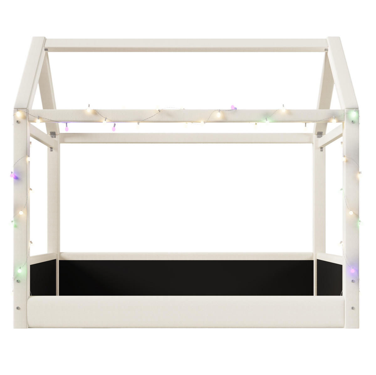 POLSTERBETT 90/200 cm Beige Hausbett mit LED-Beleuchtung - Beige, Textil (90/200cm) - OKWISH